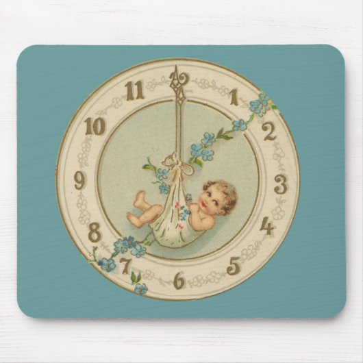 Vintage Babyuhr für neue Jahre Mousepad (Vorne)