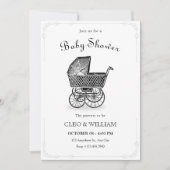 Vintage Babywanne Einladung (Vorderseite)