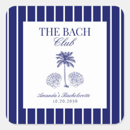 Vintage Bach Club Navy Beach Bachelorette Favor Quadratischer Aufkleber