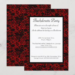 VINTAGE BACHELORETTE-INVITATIONEN IN ROT SCHWARZE  EINLADUNG