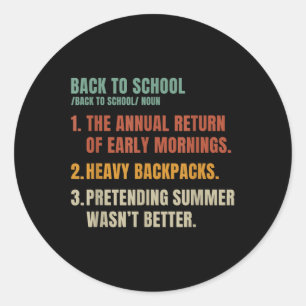 Vintage Back To School Definition Lehrer Zurück Zu Runder Aufkleber