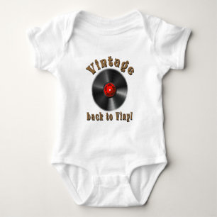 Vintage-Back-to-Vinyl-Schallplatten-Kunst Baby Strampler