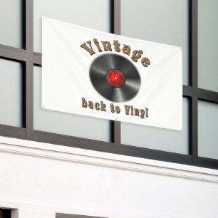 Vintage-Back-to-Vinyl-Schallplatten-Kunst Banner