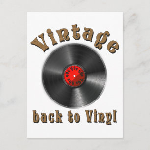 Vintage-Back-to-Vinyl-Schallplatten-Kunst Postkarte