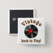 Vintage-Back-to-Vinyl-Schallplattenkunst Button (Vorne & Hinten)