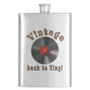 Vintage-Back-to-Vinyl-Schallplattenkunst Flachmann