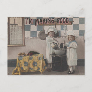 Vintage Backen Kinder Postkarte