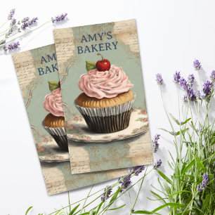 Vintage-Bäcker-Pâtissier-Torte-Bäckerei-Cupcake Visitenkarte