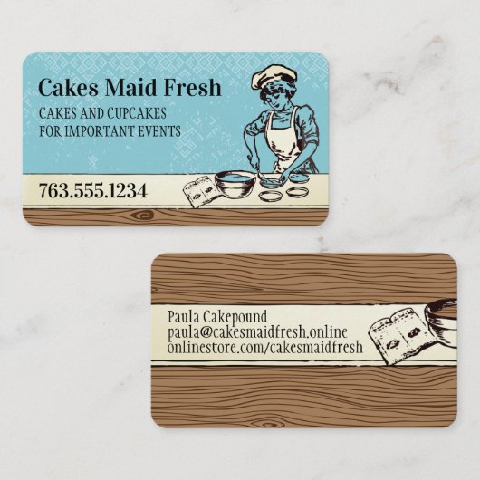 Vintage Bäckerei Backkuchen Kuchen Konditorwaren K Visitenkarte (Vorne/Hinten)