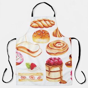 Vintage Bäckerei und Konditorei im Wasserfarbstil Schürze