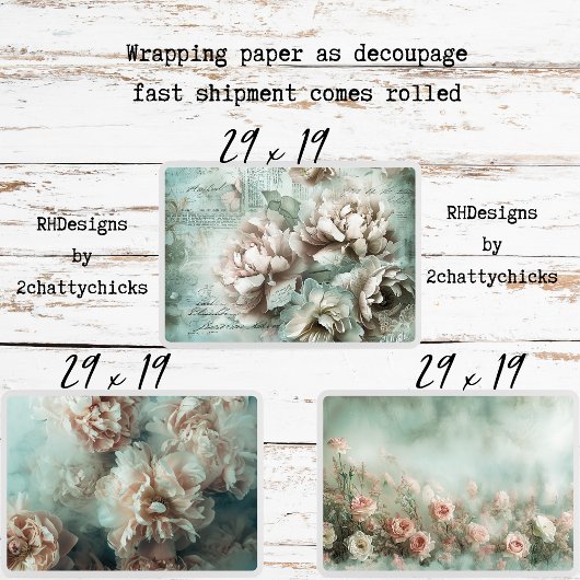 Vintage Background Peongs Decoupage Geschenkpapier Set
