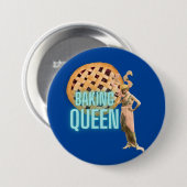 Vintage Backkönigin auf Blau Button (Vorne & Hinten)