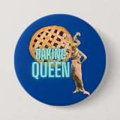 Vintage Backkönigin auf Blau Button (Vorderseite)