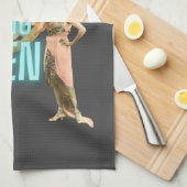 Vintage Backkönigin auf Grau Geschirrtuch (Viertel Falte)