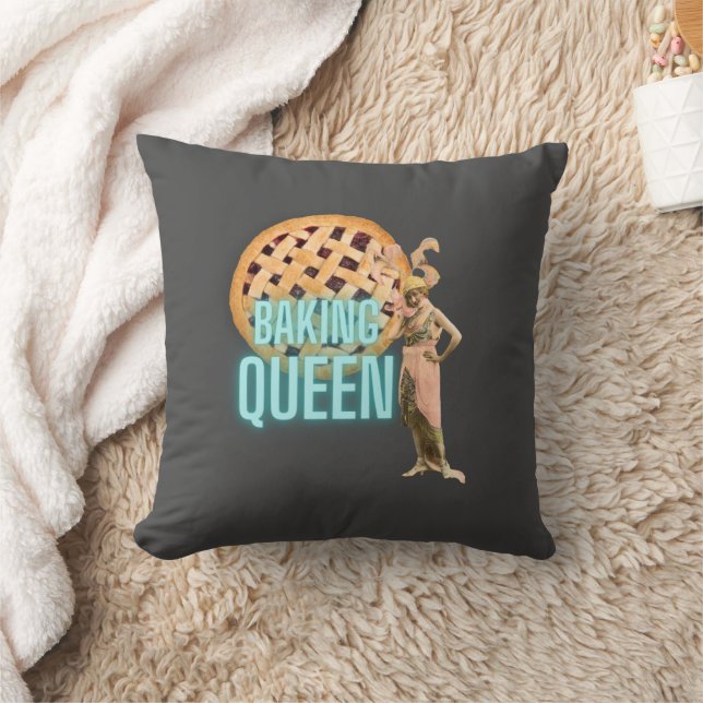 Vintage Backkönigin auf Grau Kissen (Decke)