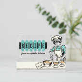 Vintage Backwaren Girl Koch Kuchen Rezept Karte (Stehend Vorderseite)
