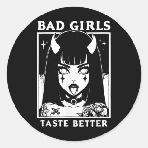 Vintage Bad Girls Gönnen Liebhaber von Tattoos Runder Aufkleber