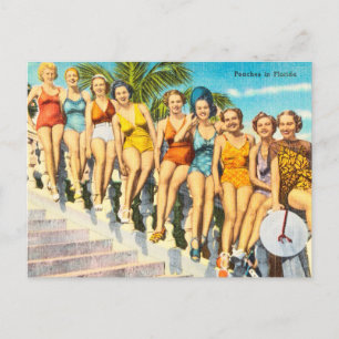 Vintage-Badeanzug Frauen Schönheiten Pfirsiche in Postkarte