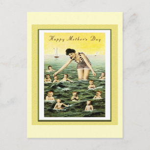 Vintage-Badeanzüge für Babys am Muttertag Postkarte