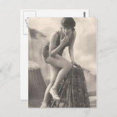 Vintage Badebeauty Flapper Girl Postkarte (Vorne/Hinten)