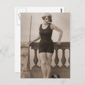 Vintage Badebeauty Flapper Girl Postkarte (Vorne/Hinten)