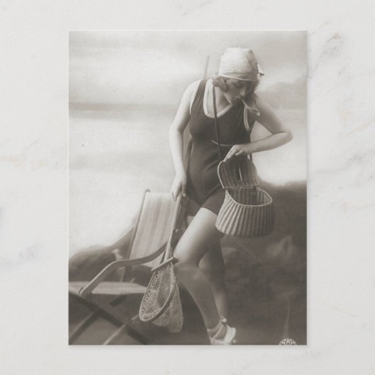 Vintage Badebeauty Flapper Girl Postkarte (Vorderseite)