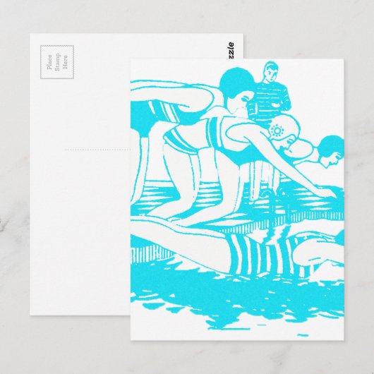 Vintage Badebekleidung Postkarte (Vorne/Hinten)