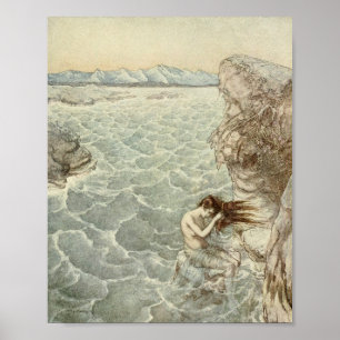 Vintage - Baden in einer Meeresbucht, Poster