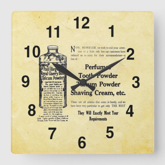 Vintage Baderampe Quadratische Wanduhr (Vorderseite)