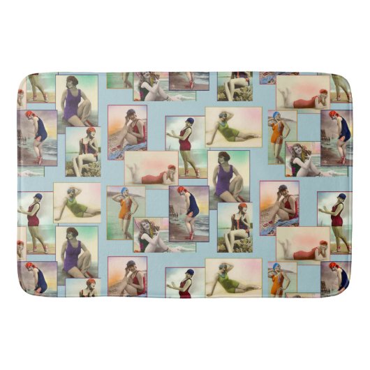Vintage Badeseen auf blau Badematte (Vorderseite)