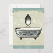 Vintage Badewanne mit Spiegel Postkarte (Vorne/Hinten)
