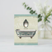 Vintage Badewanne mit Spiegel Postkarte (Stehend Vorderseite)