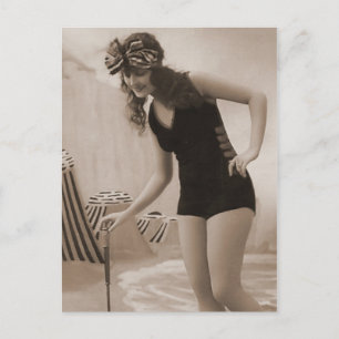 Vintage Badezimmer-Schönheit Flapper-Mädchen-Portr Postkarte