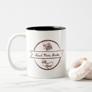 Vintage-Badge-Minimal-Buchliebhaber-Kaffeetasse Zweifarbige Tasse