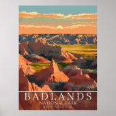 Vintage Badlands National Park - Western Beauty Poster (Vorne)