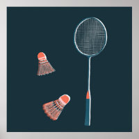 Vintage Badminton Print - Racquet und Birdies Art