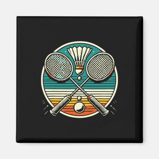 Vintage Badminton Rackets Shuttle Crossed Rackets Magnet (Vorne)