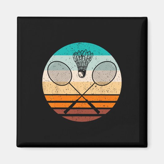 Vintage Badmintonspieler Badminton Magnet (Vorne)