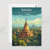 Vintage Bagan Myanmar Travel Postkarte (Vorne/Hinten)