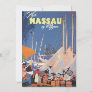 Vintage Bahamas Reisen Kunst, Fliegen Nassau von C