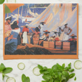 Vintage Bahamas Reisen Kunst, Fliegen Nassau von C Geschirrtuch (Gefaltet)