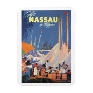 Vintage Bahamas Reisen Kunst, Fliegen Nassau von C Magnet