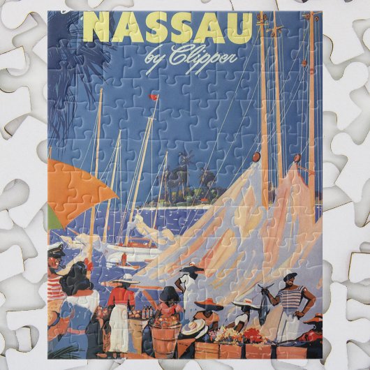 Vintage Bahamas Reisen Kunst, Fliegen Nassau von C Puzzle