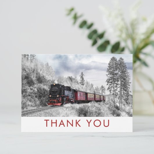 Vintage Bahn Winter Weihnachtslandschaft Danke (Stehend Vorderseite)