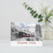Vintage Bahn Winter Weihnachtslandschaft Danke Postkarte (Stehend Vorderseite)