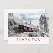 Vintage Bahn Winter Weihnachtslandschaft Danke Postkarte (Vorne/Hinten)
