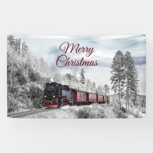 Vintage Bahn Winterweihnachtszene Banner (Horizontal)