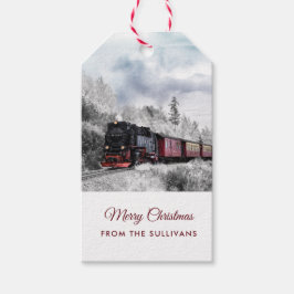 Vintage Bahn Winterweihnachtszene Geschenkanhänger