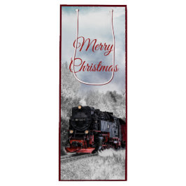 Vintage Bahn Winterweihnachtszene Geschenktüte Für Weinflaschen