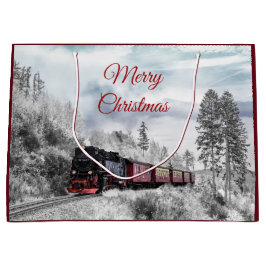 Vintage Bahn Winterweihnachtszene Große Geschenktüte